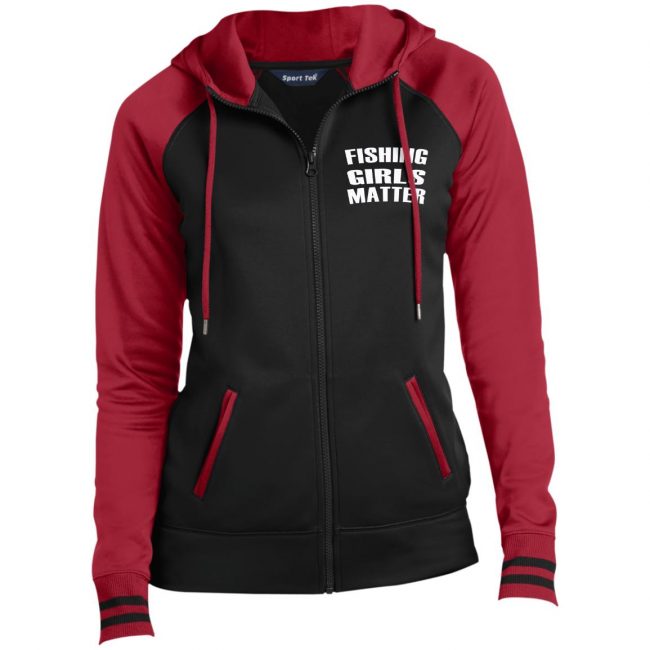 Fishing Girls Matter Ladies Sport-Tek Moisture Wick Full-Zip Hooded Jacket