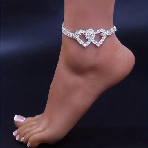 Heart to Heart Rhinestone Anklet